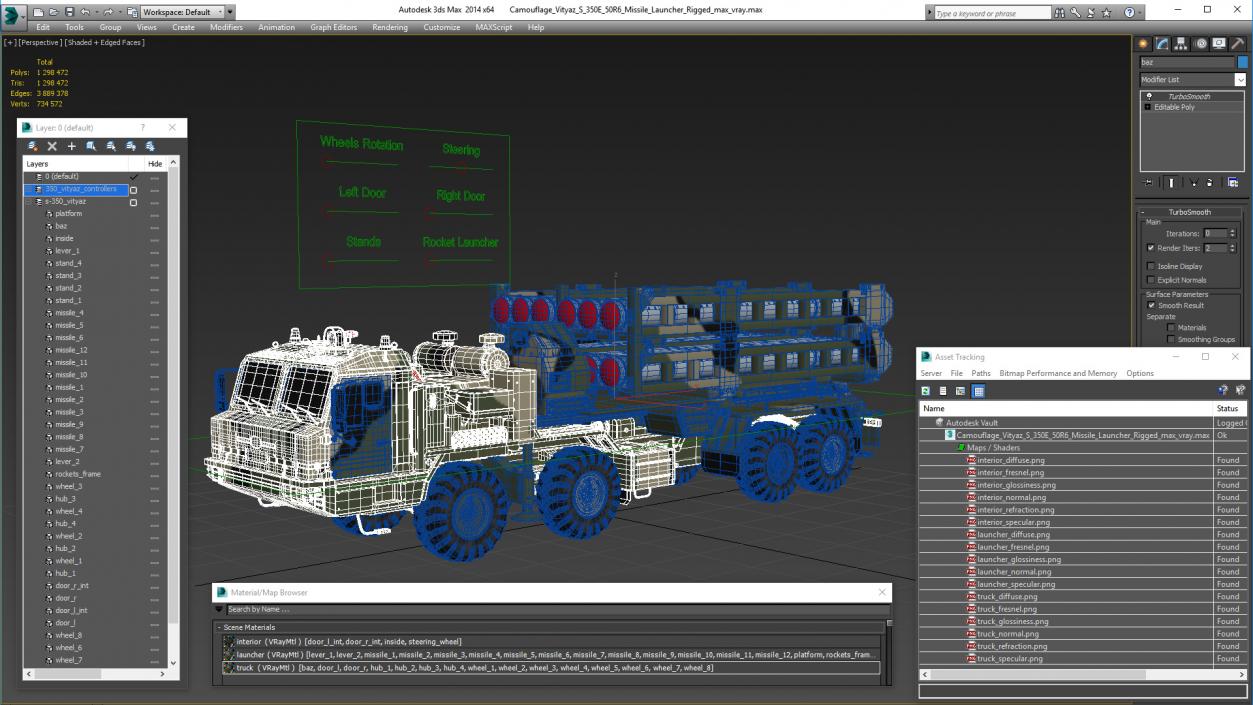 3D Camouflage Vityaz S 350E 50R6 Missile Launcher Rigged model