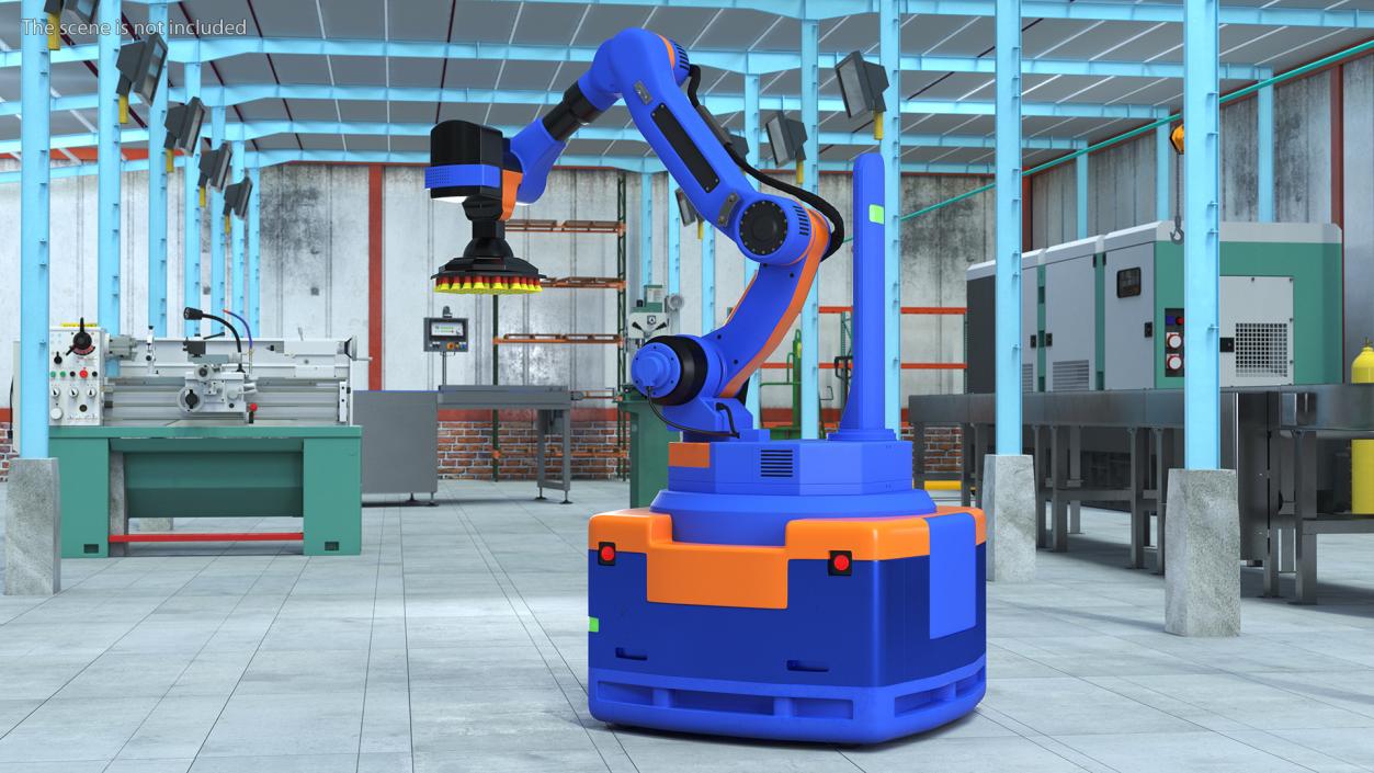 Warehouse Loader Robot Blue Rigged 3D model