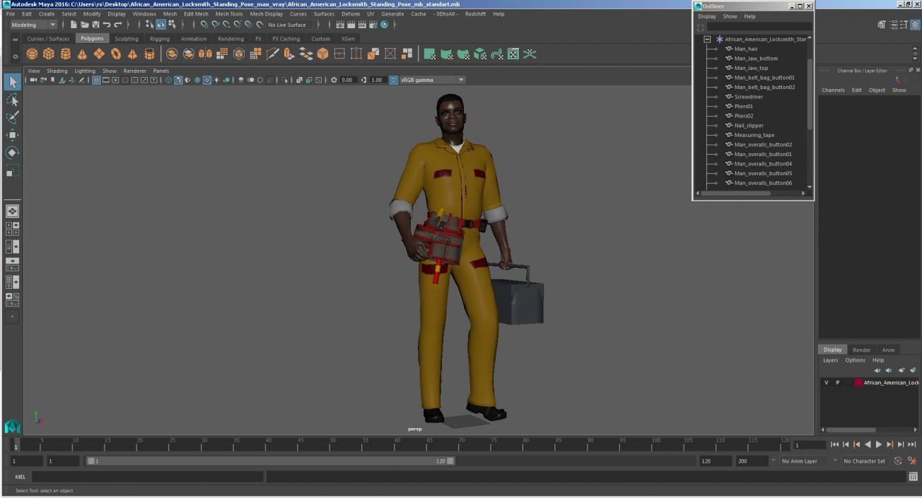 3D model African American Locksmith Standing Pose