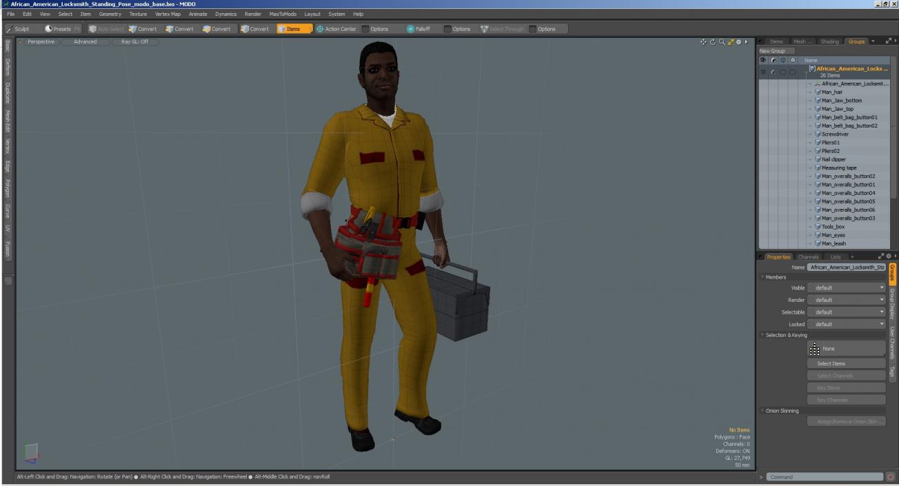 3D model African American Locksmith Standing Pose