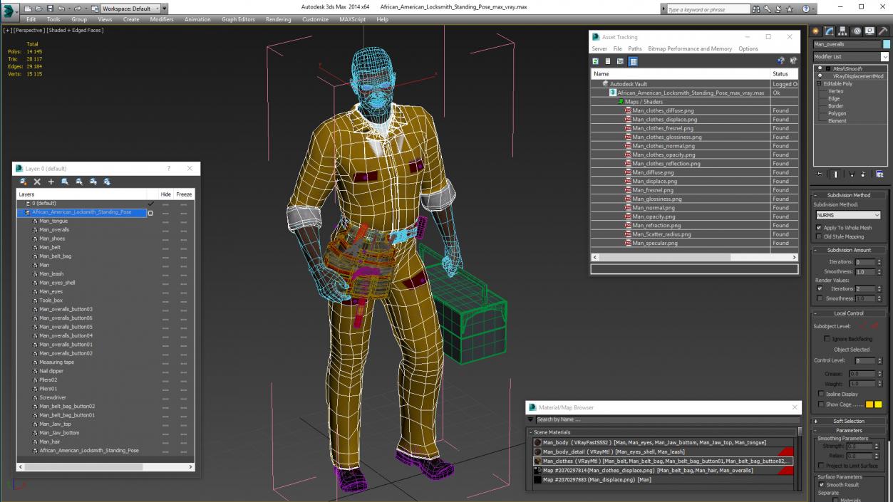 3D model African American Locksmith Standing Pose