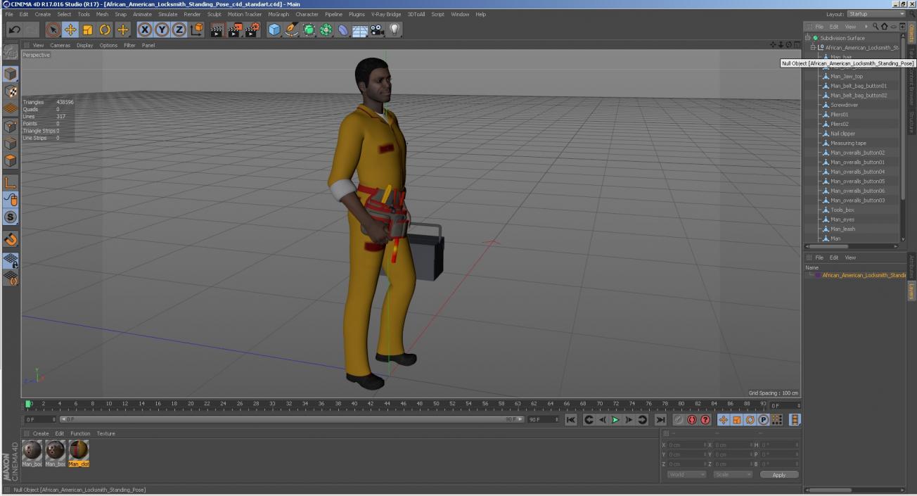 3D model African American Locksmith Standing Pose