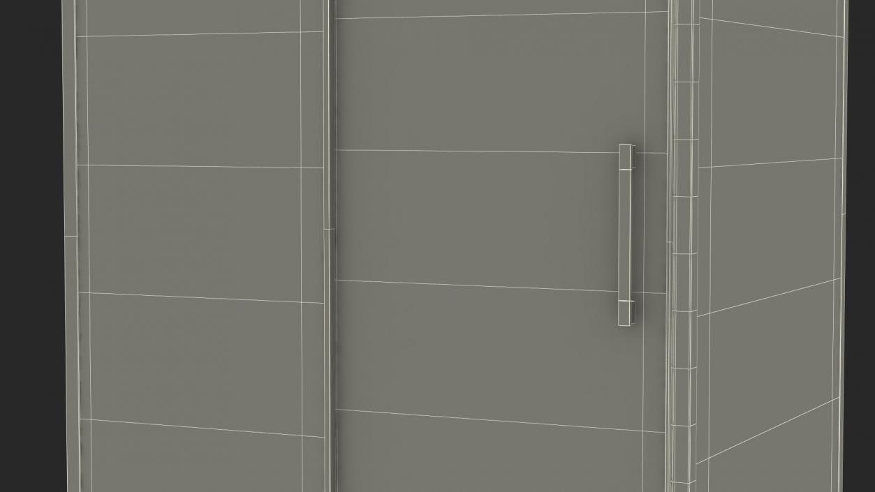 3D model Rectangle Shower Stall with Sliding Door Gold