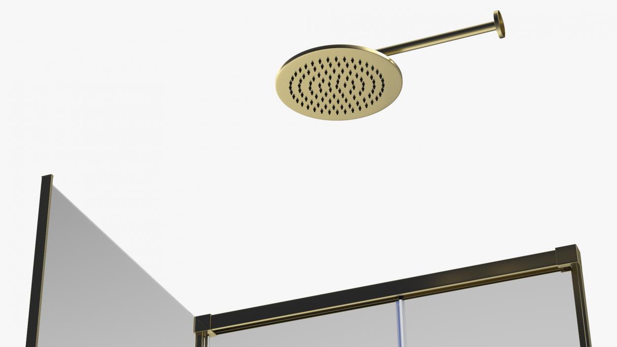 3D model Rectangle Shower Stall with Sliding Door Gold