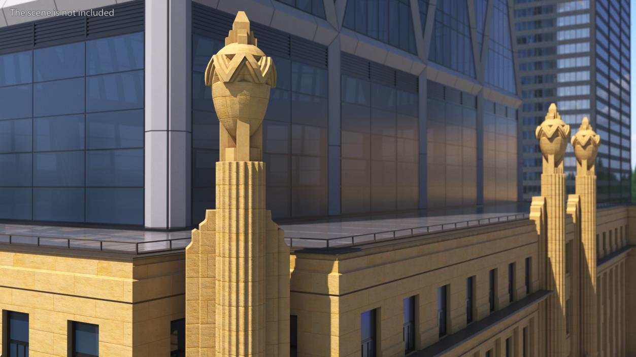 3D Hearst Tower Lobby Sculptures with Column