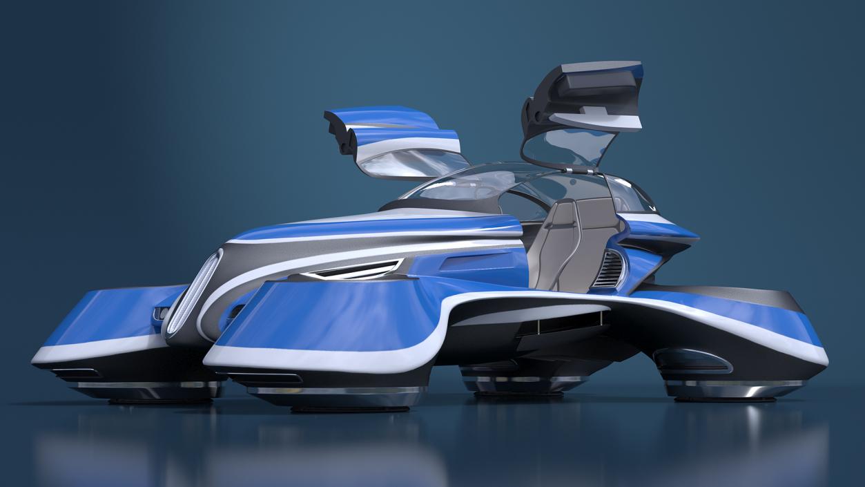 Hover Car Concept by Lazzarini Blue Rigged 3D