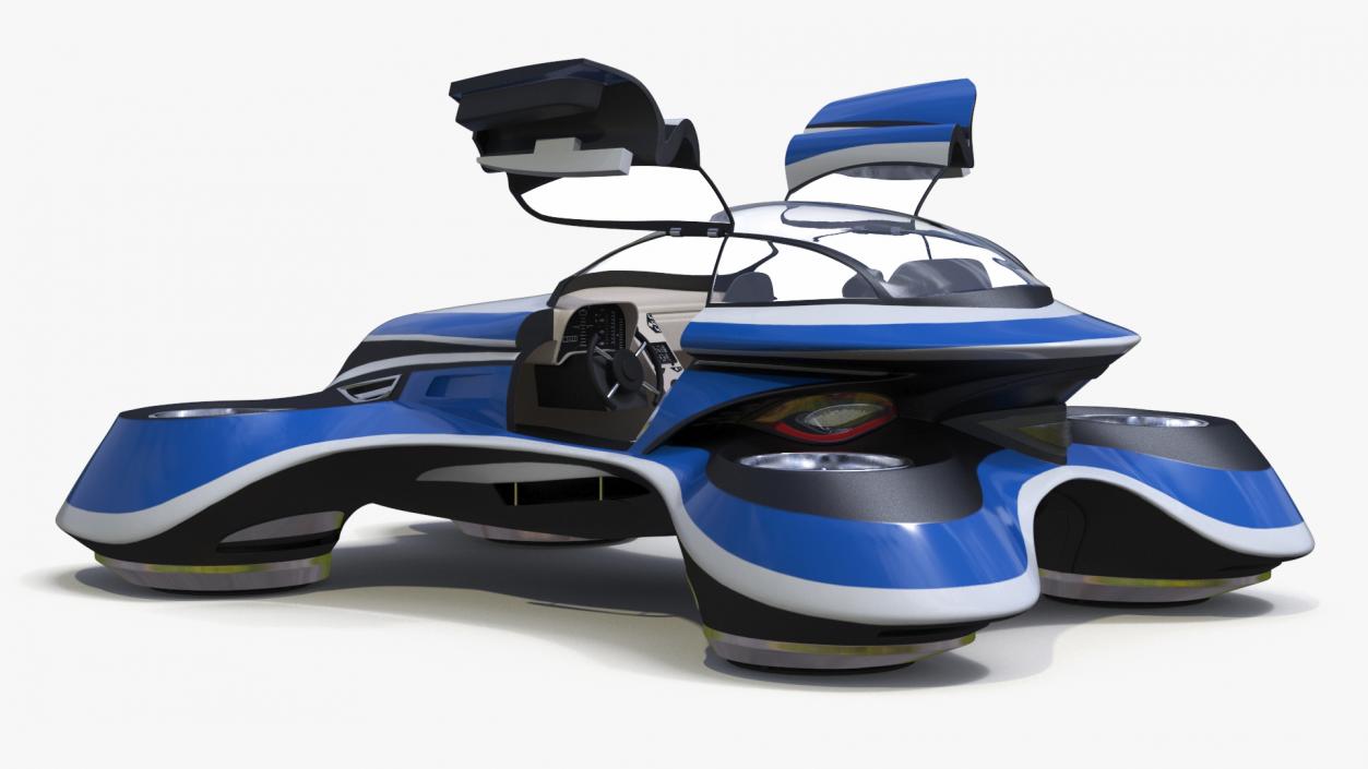 Hover Car Concept by Lazzarini Blue Rigged 3D