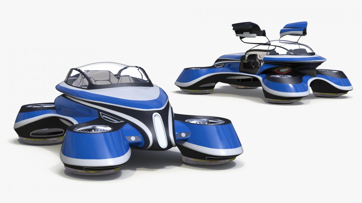 Hover Car Concept by Lazzarini Blue Rigged 3D