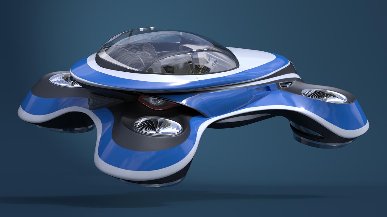 Hover Car Concept by Lazzarini Blue Rigged 3D