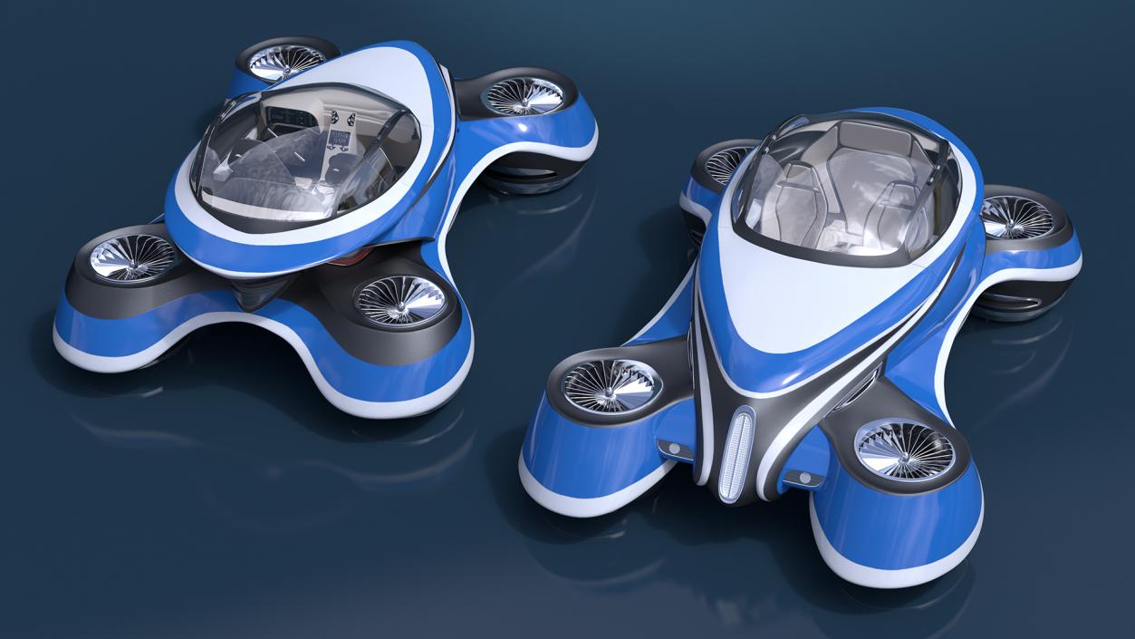 Hover Car Concept by Lazzarini Blue Rigged 3D