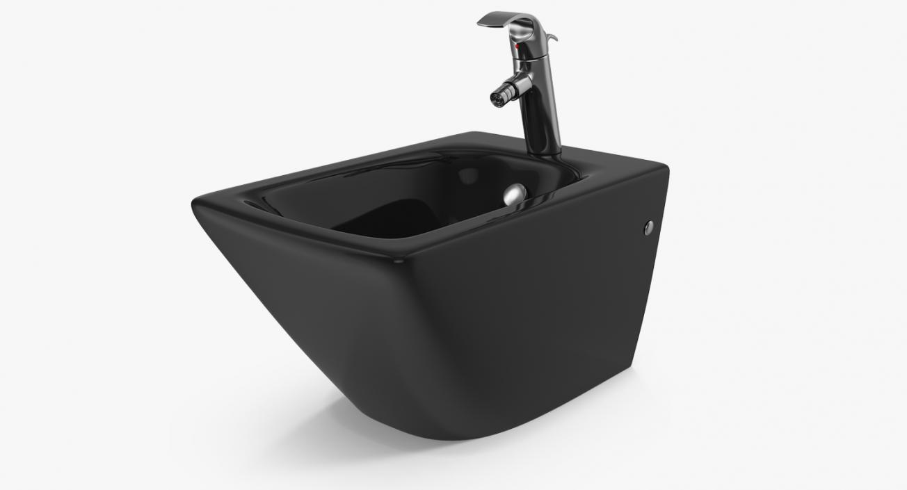 3D Back To Wall Modern Bidet Black