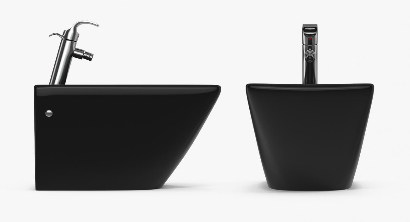 3D Back To Wall Modern Bidet Black