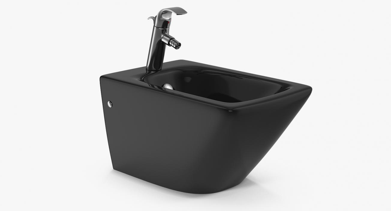 3D Back To Wall Modern Bidet Black