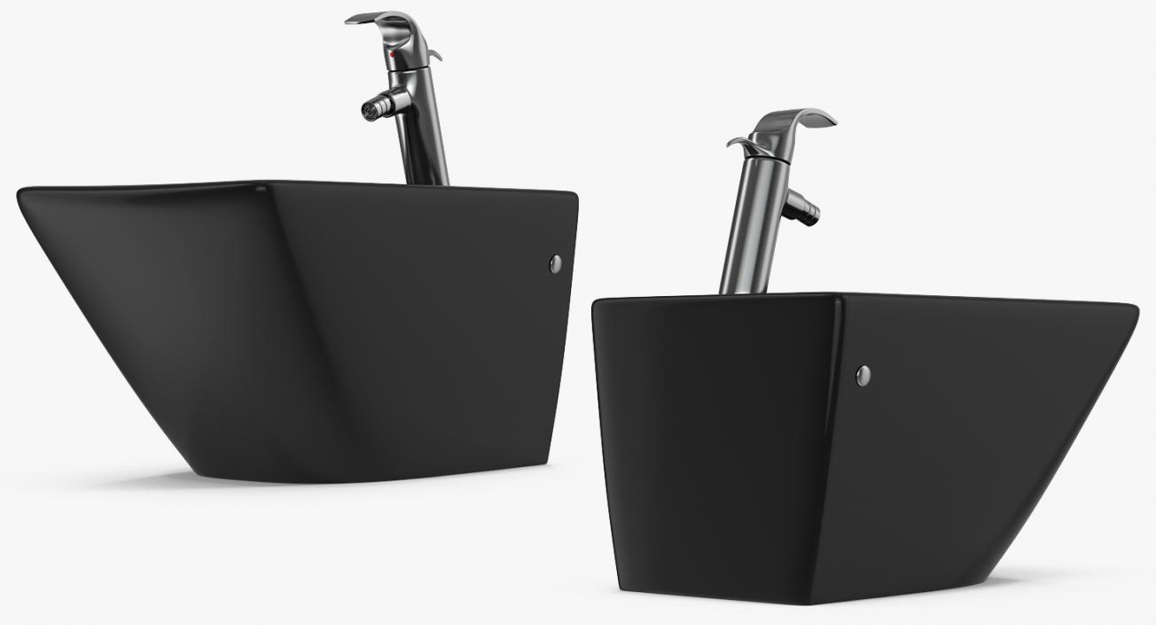 3D Back To Wall Modern Bidet Black