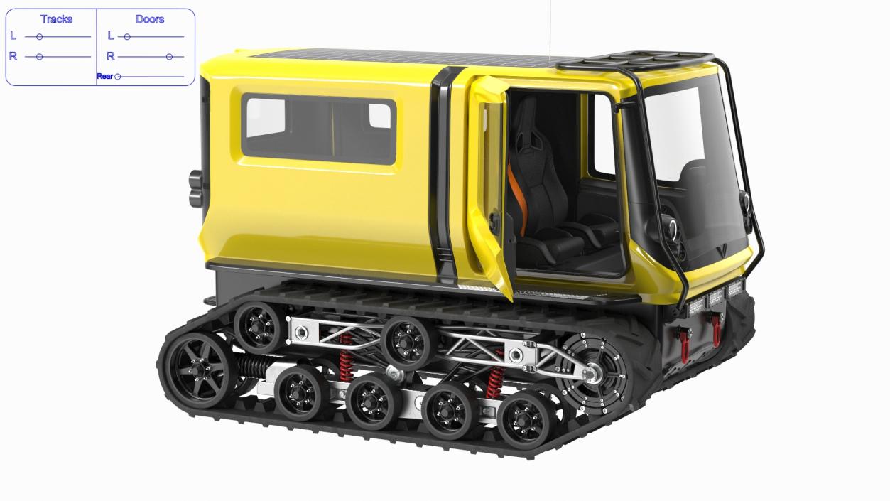 3D model Arctica Vehicle Simple Interior Yellow Rigged