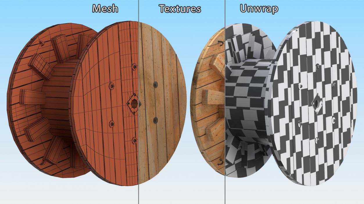 3D Industrial Wooden Cable Drum model