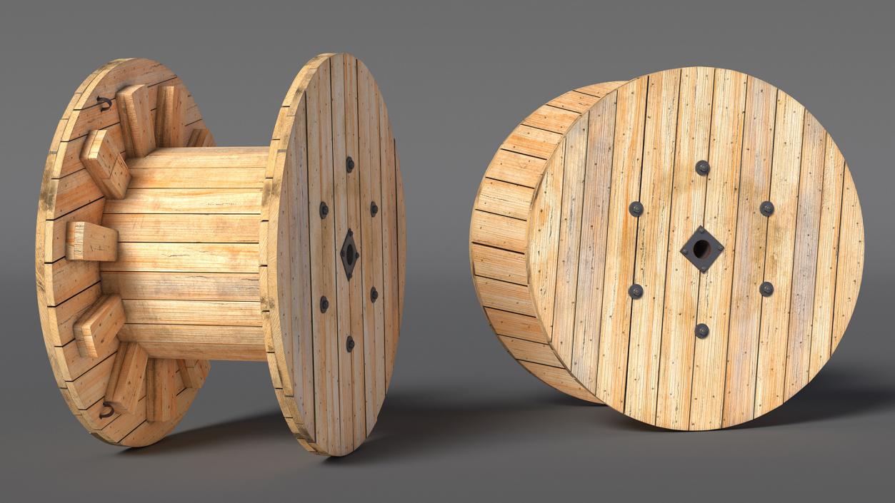 3D Industrial Wooden Cable Drum model