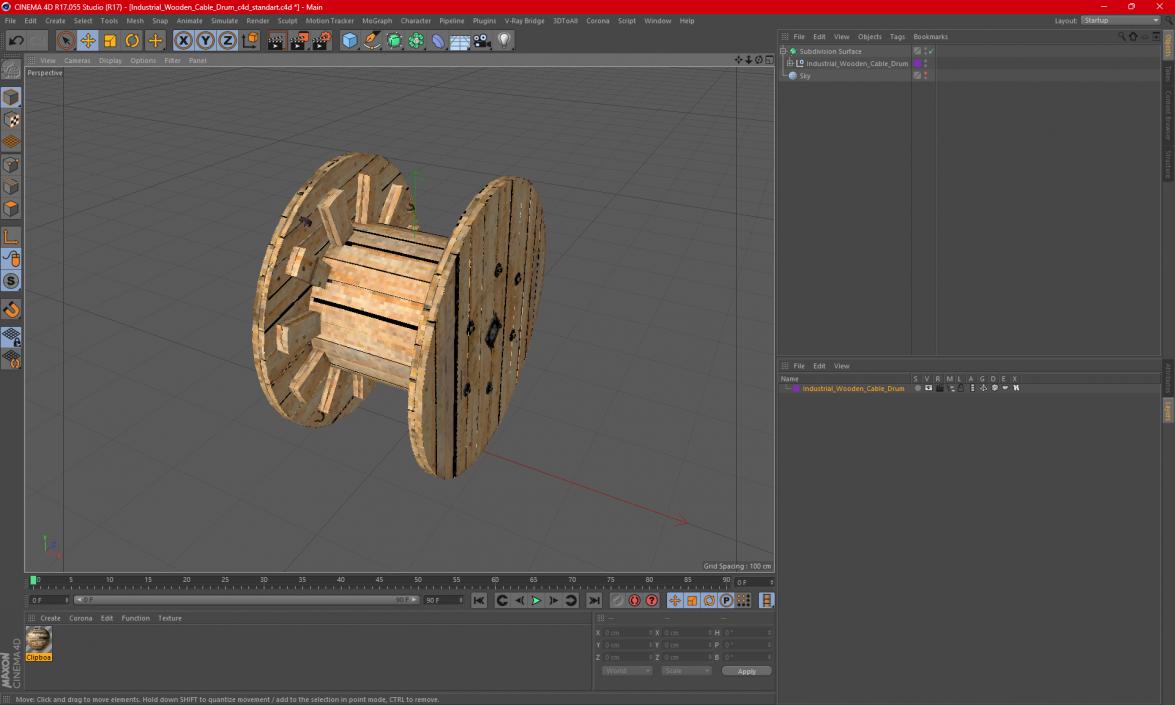 3D Industrial Wooden Cable Drum model