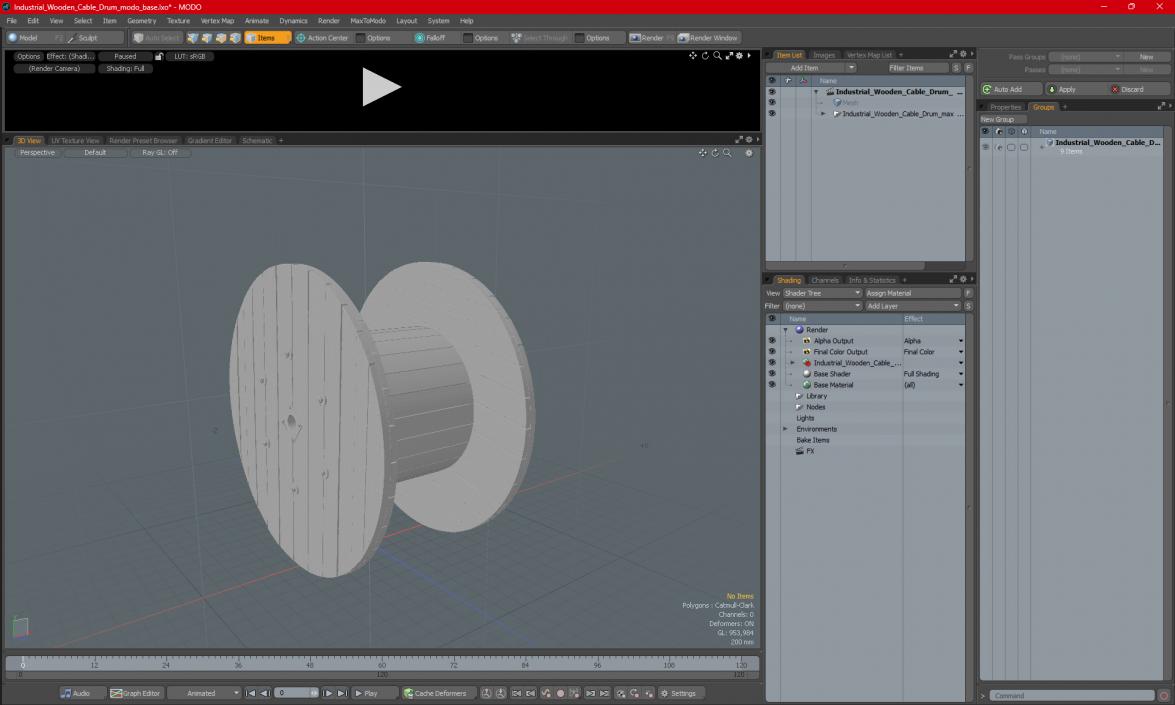 3D Industrial Wooden Cable Drum model