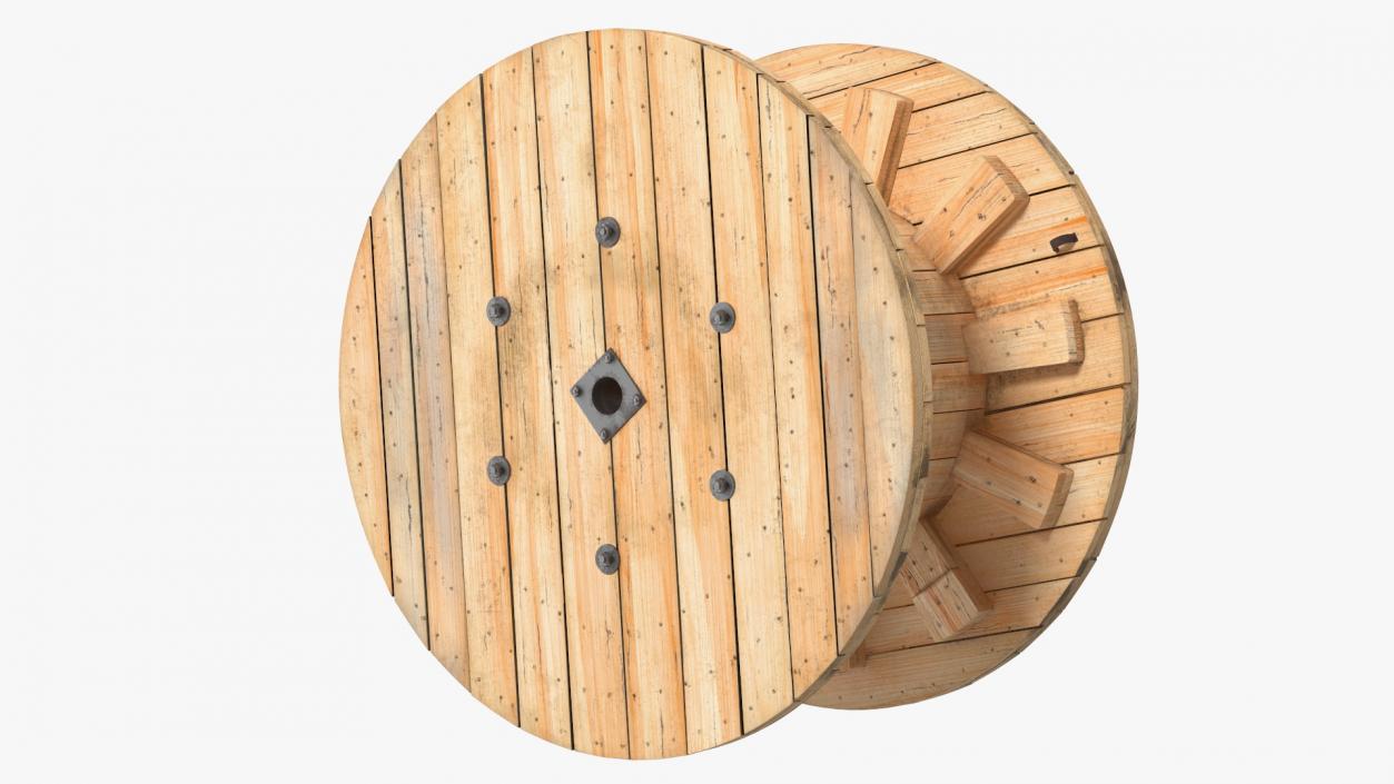 3D Industrial Wooden Cable Drum model