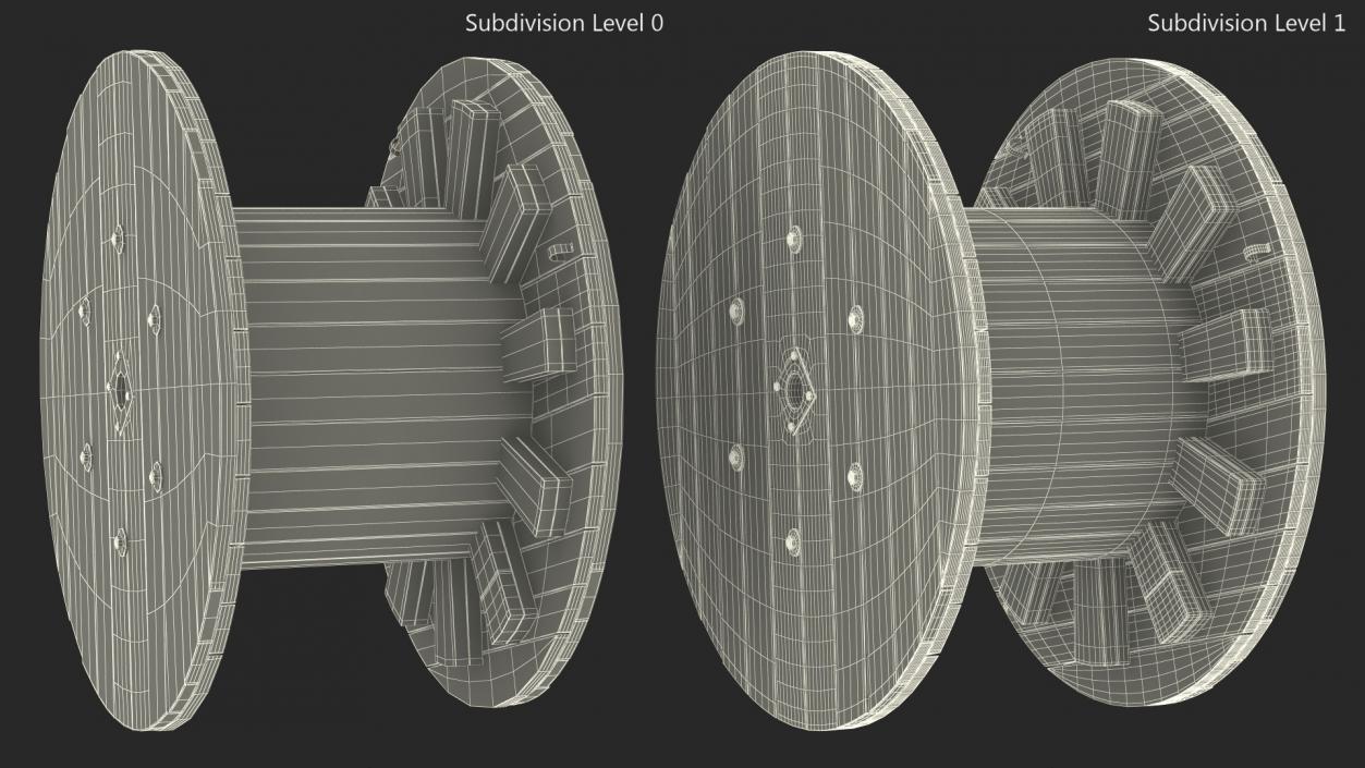 3D Industrial Wooden Cable Drum model