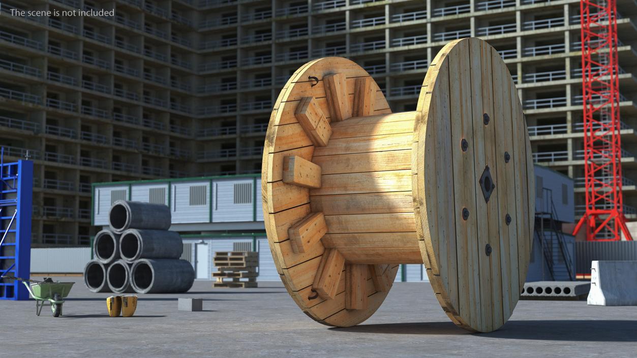 3D Industrial Wooden Cable Drum model