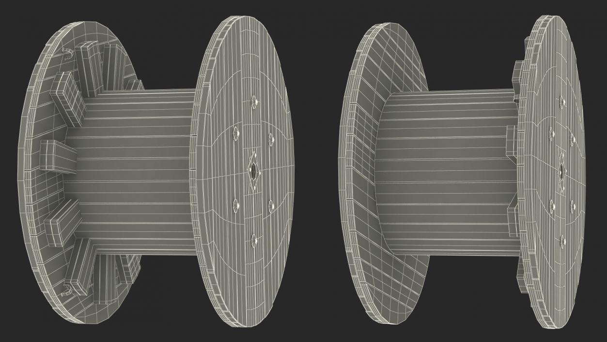 3D Industrial Wooden Cable Drum model