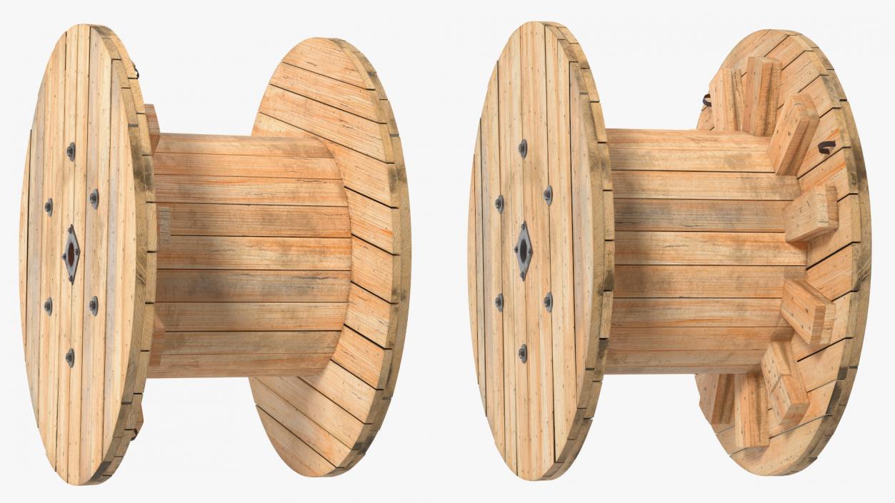 3D Industrial Wooden Cable Drum model