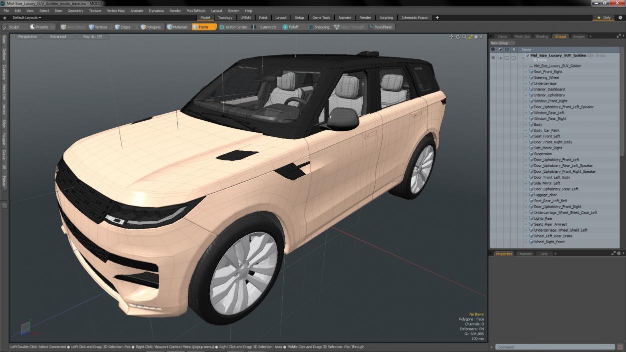 3D Mid-Size Luxury SUV Golden