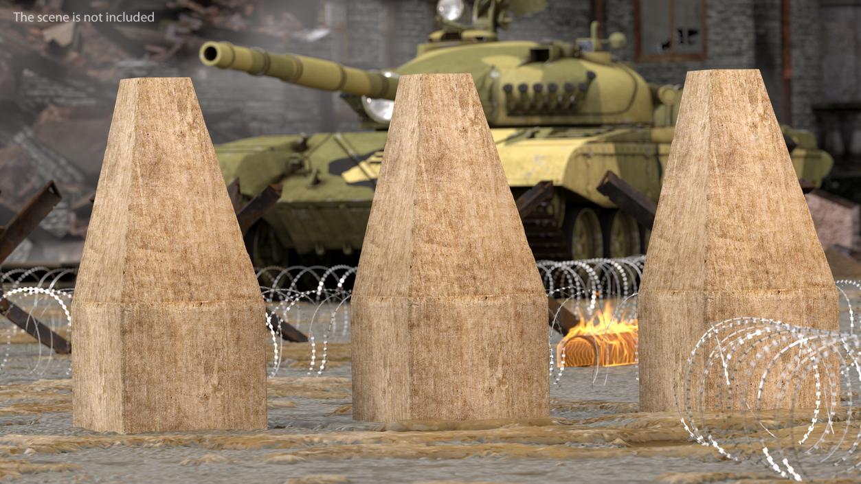 Dragons Teeth Anti Tank Obstacle 3D