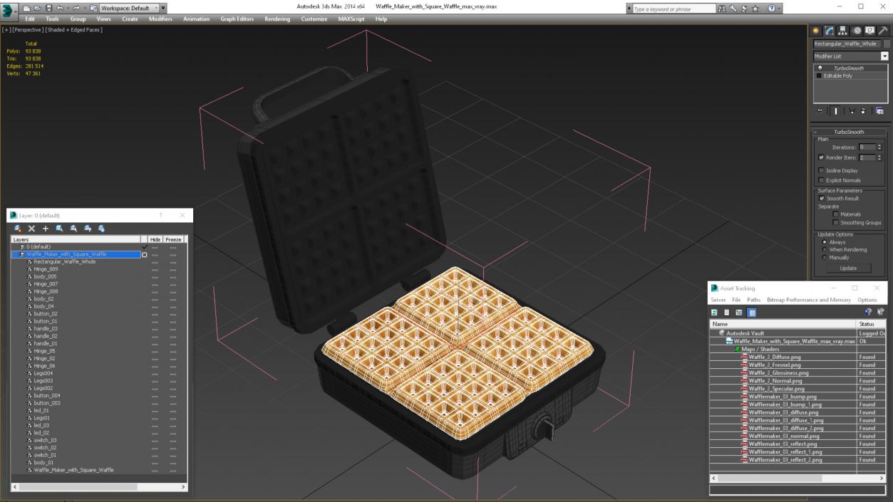 3D Waffle Maker with Square Waffle