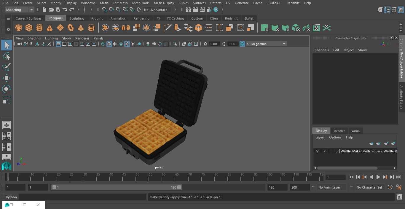 3D Waffle Maker with Square Waffle