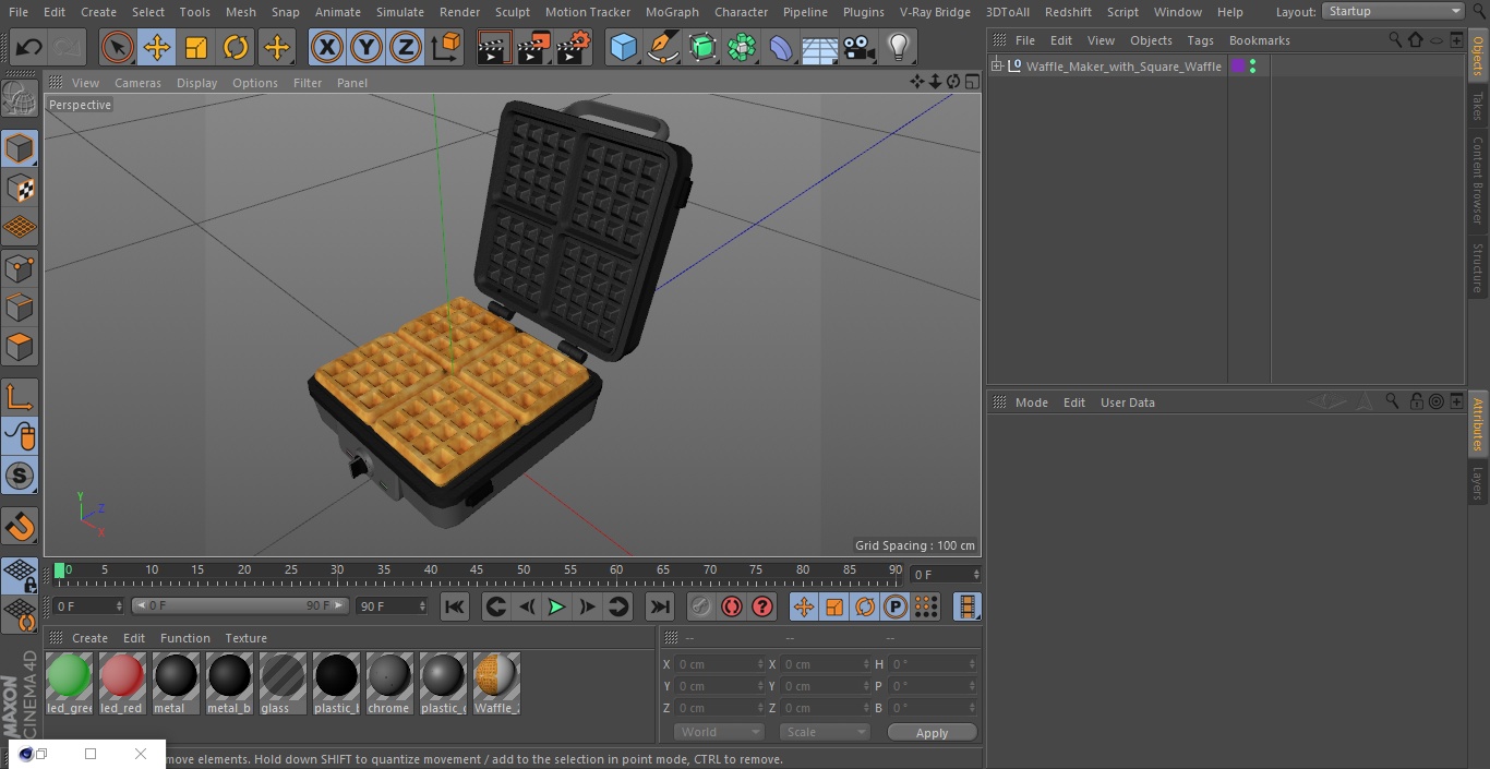 3D Waffle Maker with Square Waffle