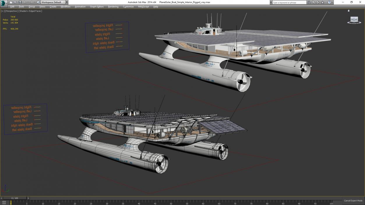 PlanetSolar Boat Simple Interior Rigged 3D model