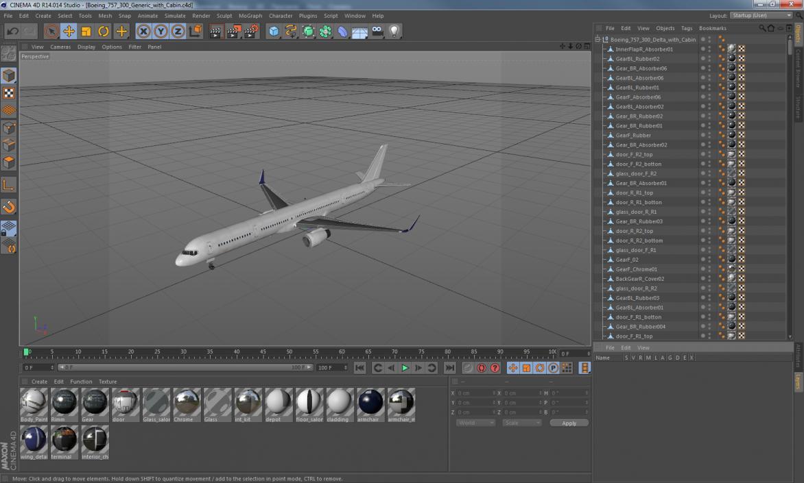 3D Boeing 757-300 Generic with Cabin model