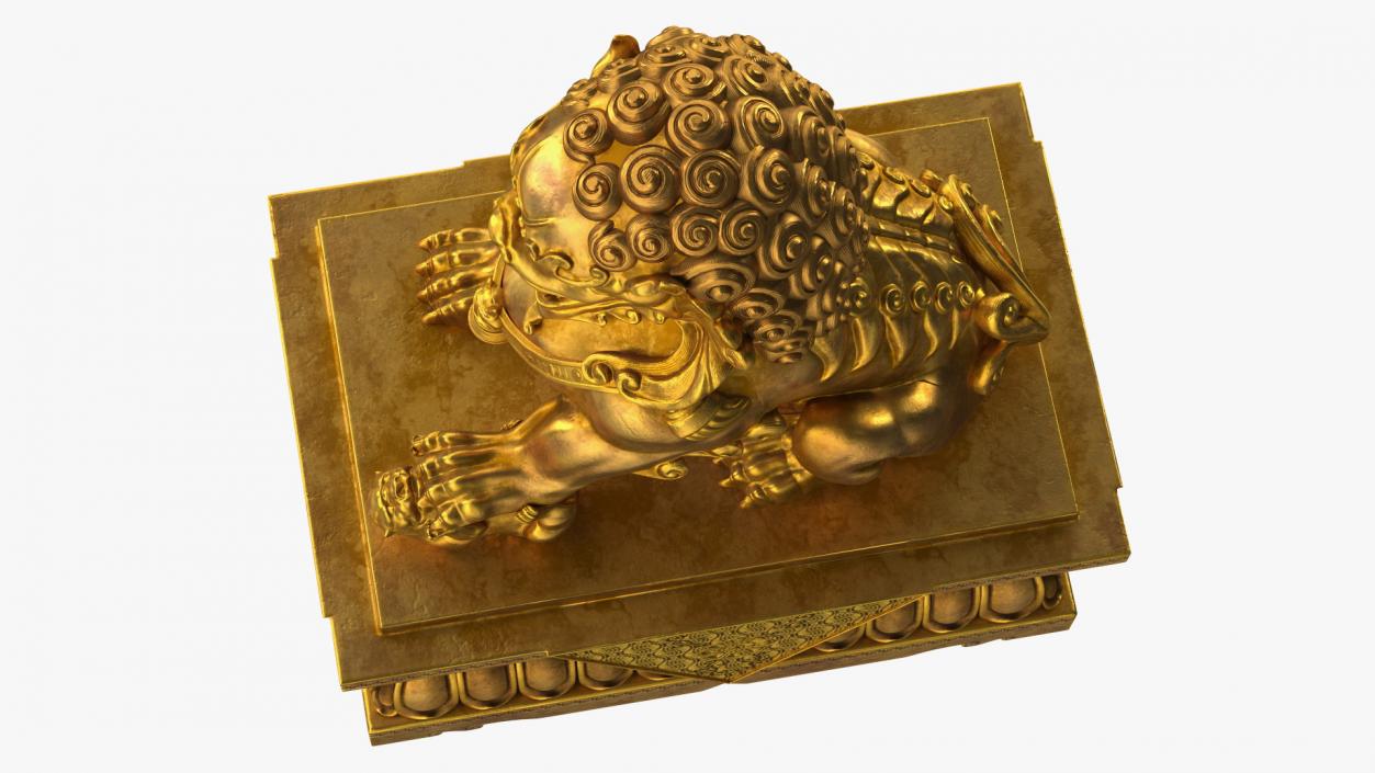 3D Chinese Guardian Lion Golden Sculpture model