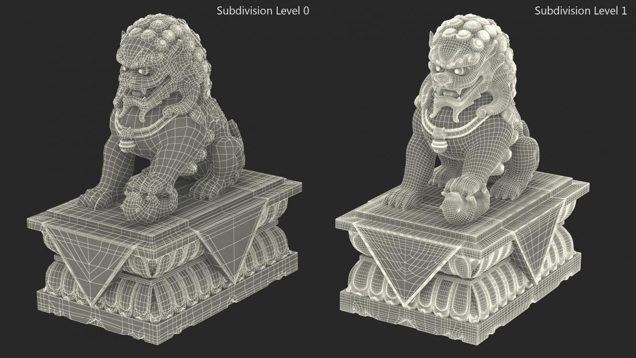 3D Chinese Guardian Lion Golden Sculpture model