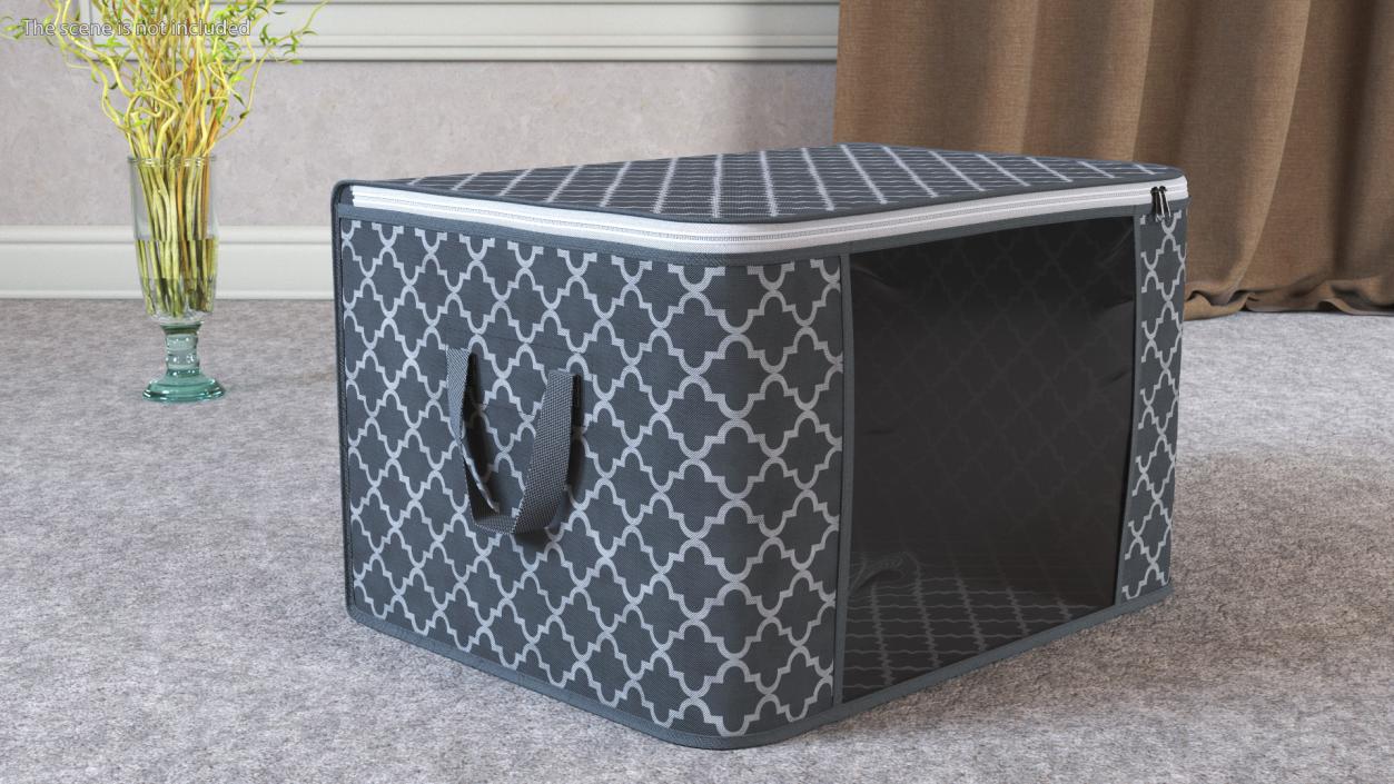 3D Foldable Storage Box Grey Empty