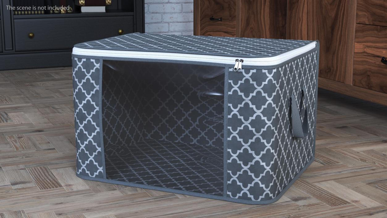 3D Foldable Storage Box Grey Empty