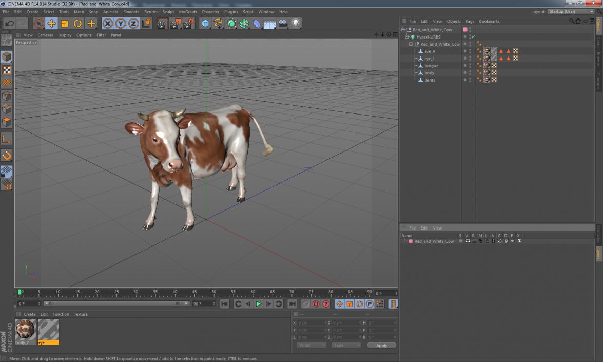 Red and White Cow 3D