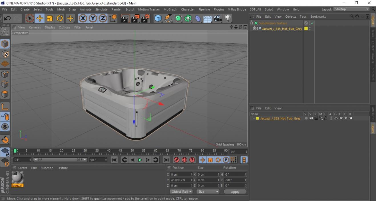 3D Jacuzzi J 335 Hot Tub Grey