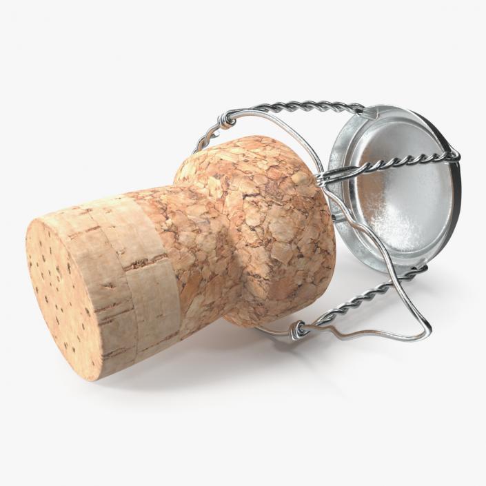 3D Bottle Cork Lying Metal Wire model