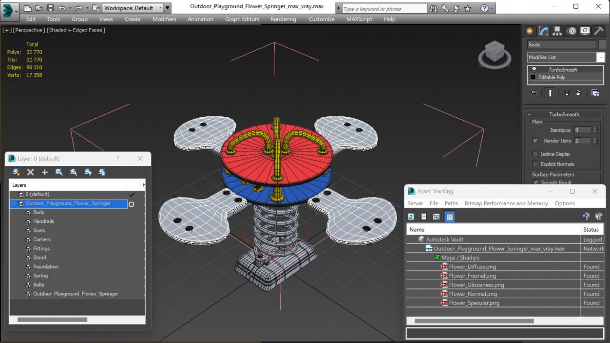 Outdoor Playground Flower Springer 3D model