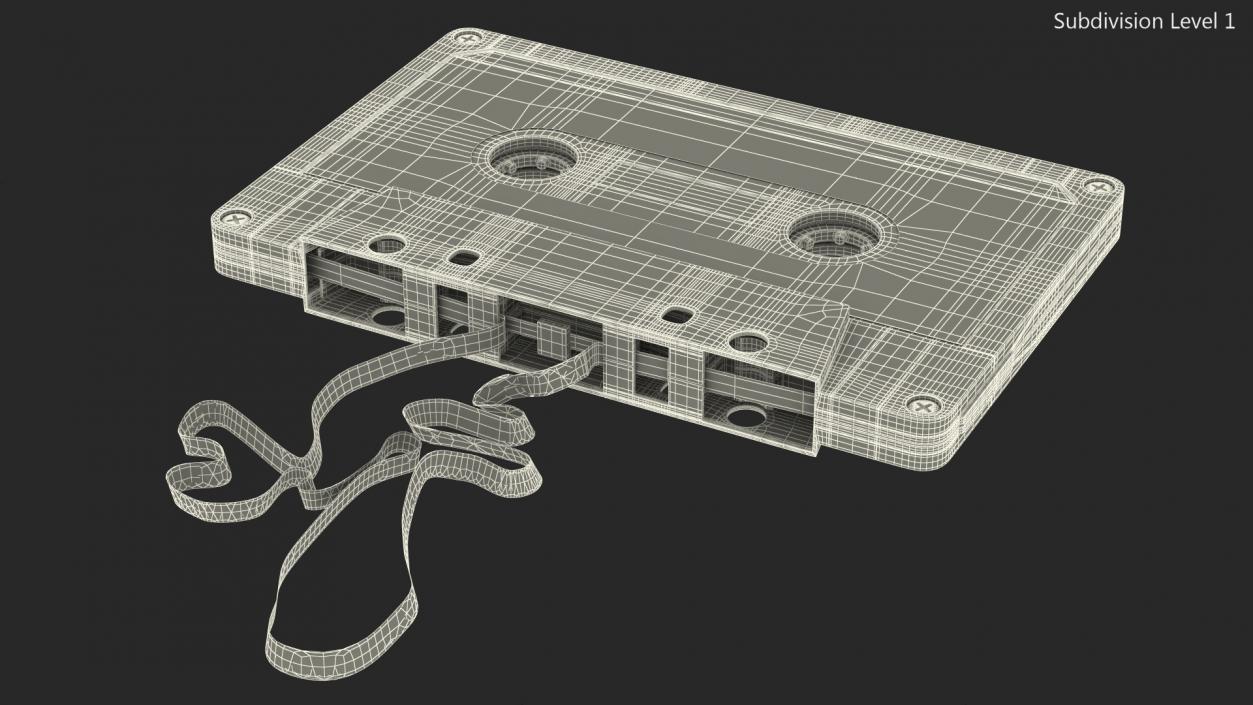 3D Old Audio Cassette with Unwound Film