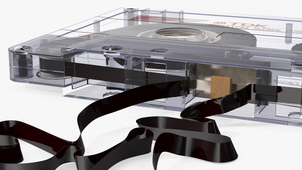 3D Old Audio Cassette with Unwound Film