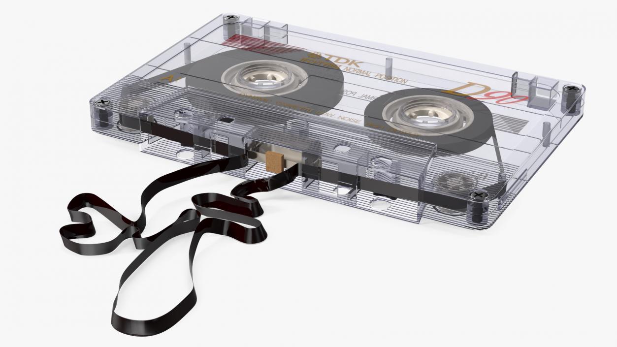 3D Old Audio Cassette with Unwound Film