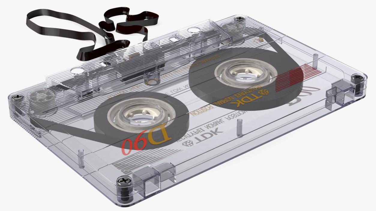 3D Old Audio Cassette with Unwound Film