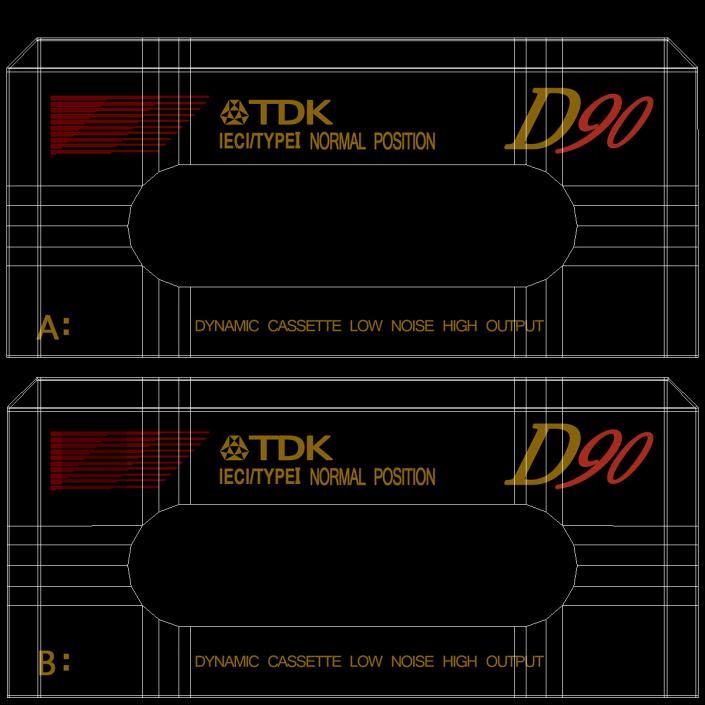 3D Old Audio Cassette with Unwound Film