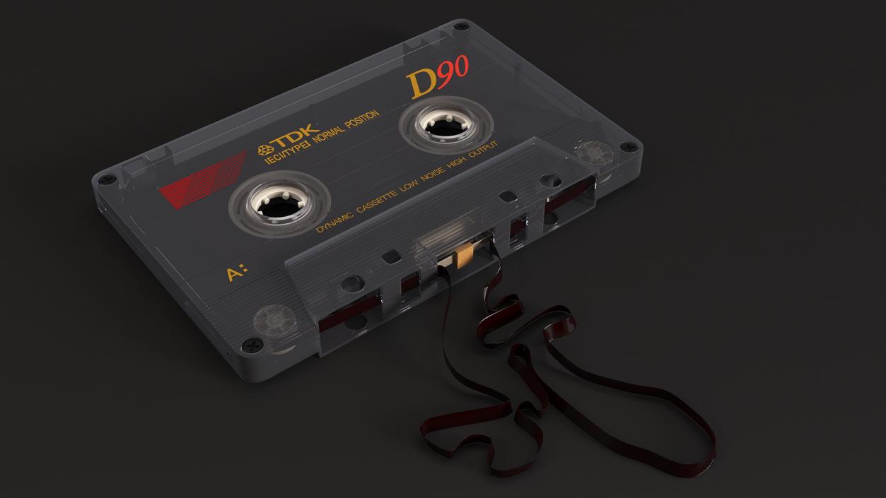 3D Old Audio Cassette with Unwound Film