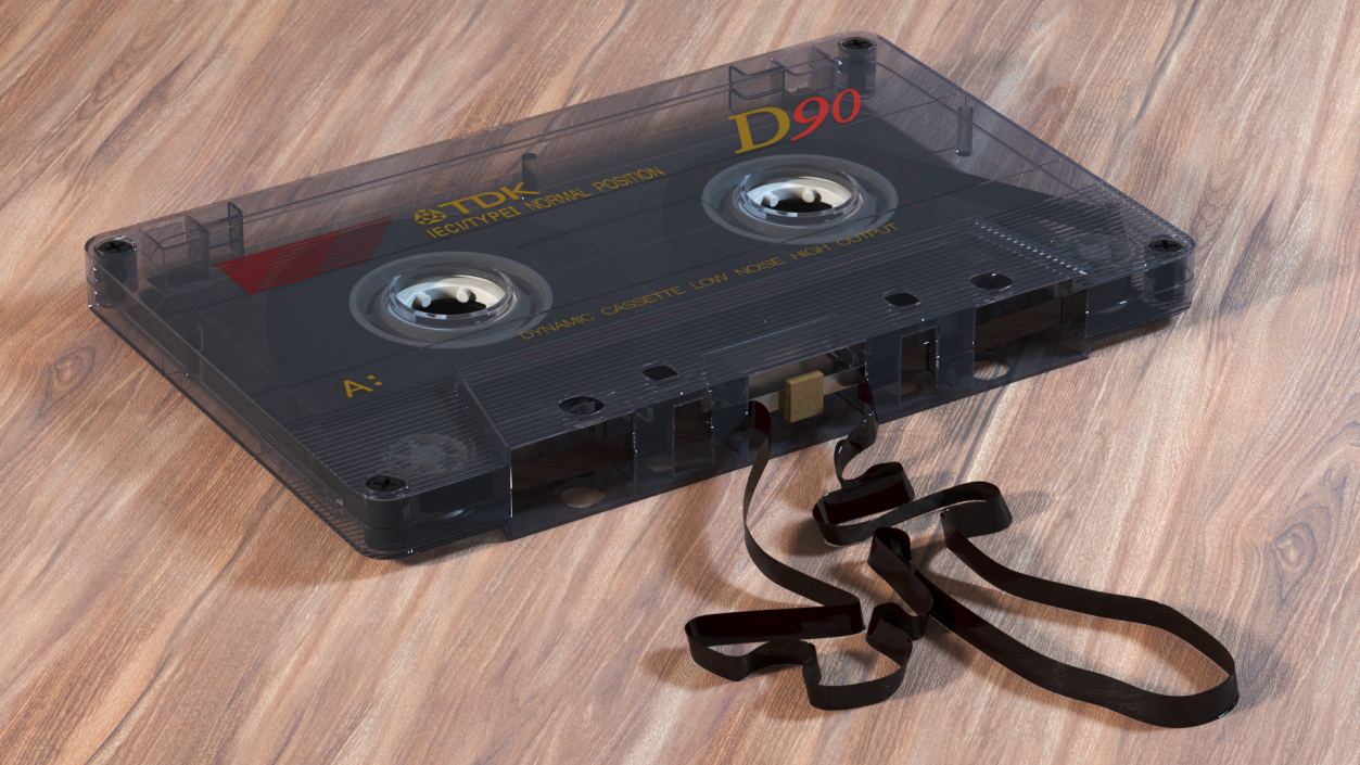 3D Old Audio Cassette with Unwound Film